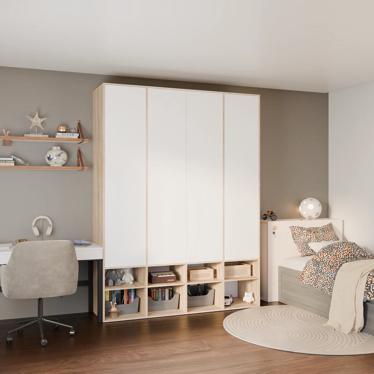Шкаф со стеллажом  Фаварис Дуб сонома/белый